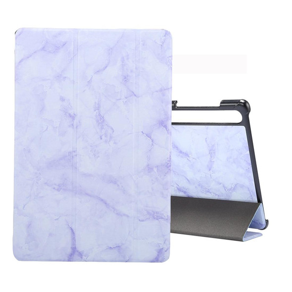 For Galaxy Tab S6 10.5 T860 Marble Texture Pattern Horizontal Flip Leatherette Case, with Three-folding Holder & Sleep / Wake-up Function(Purple)