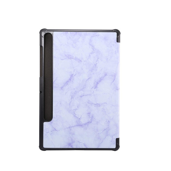 For Galaxy Tab S6 10.5 T860 Marble Texture Pattern Horizontal Flip Leatherette Case, with Three-folding Holder & Sleep / Wake-up Function(Purple)