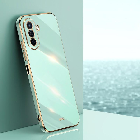 For Huawei Enjoy 50 XINLI Straight 6D Plating Gold Edge TPU Shockproof Case(Mint Green)