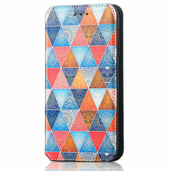 Colorful Magnetic Horizontal Flip PU Leatherette Case with Holder & Card Slot & Wallet - iPhone XS Max(Rhombus Mandala)