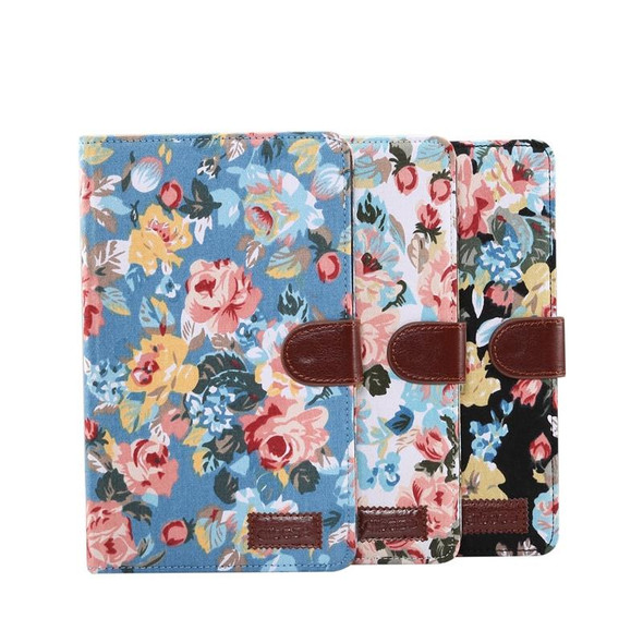 Flower Cloth Texture PC Horizontal Flip Leatherette Protective Case for Galaxy Tab A 8 (2019) P200 / P205  , with Holder & Card Slots & Wallet & Photo Frame(Blue)