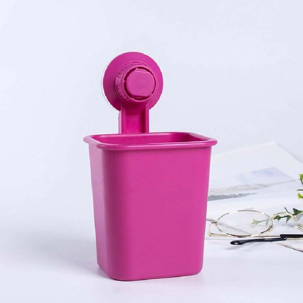 Suction Wall Toothpaste Toothbrush Holder Bathroom Shelf(Rose Red)