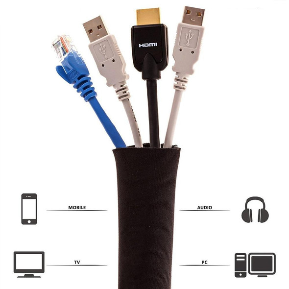 3 In 1 0.5m Kit Cord Management Organizer Kit Cable Sleeve With Zipper Cable Clip