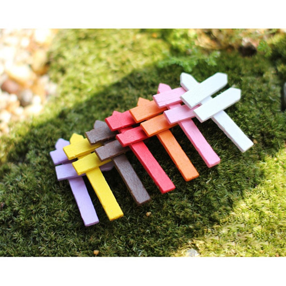 100 PCS Mini Wooden Fences Signpost Garden Ornament DIY Plant Labels Pots Scenery Decoration Micro-landscape DIY Ornaments Multi-meat Wooden Ornaments, Random Color Delivery