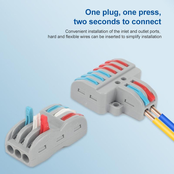 10 PCS SPL-3 3 In 3 Out  Colorful Quick Line Terminal Multi-Function Dismantling Wire Connection Terminal