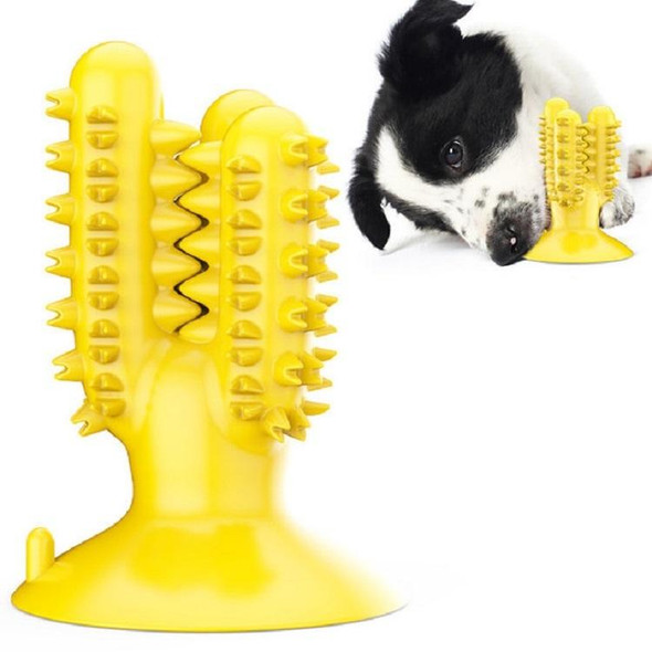 Dog Molar Teeth Cleaning Rod Pet Food Leaker Nibble Toy(Yellow)