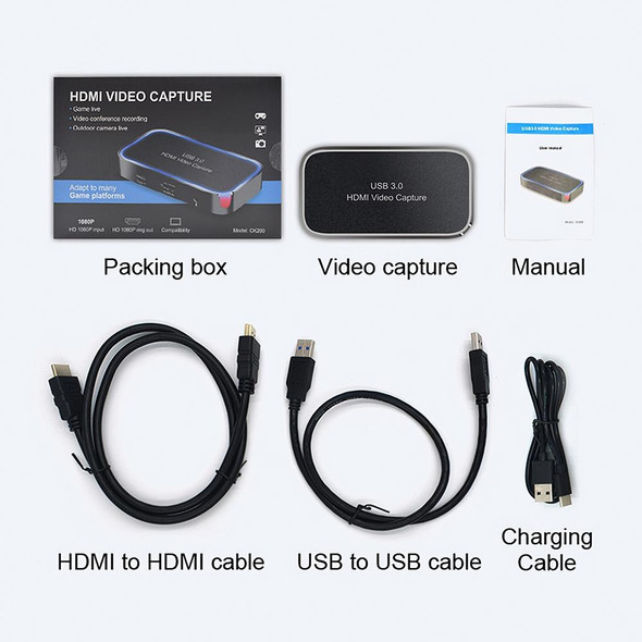 CK200 1080P HDMI + Microphone to HDMI + Audio + USB 3.0 HD Video Capture Card Device, Support UVC / UAC / MAC