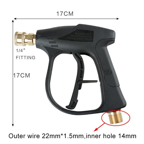 High Pressure Car Wash Foam Gun Soap Foamer Generator Water Sprayer Gun, Outer Wire: 22 x 1.5, Inner Hole: 14