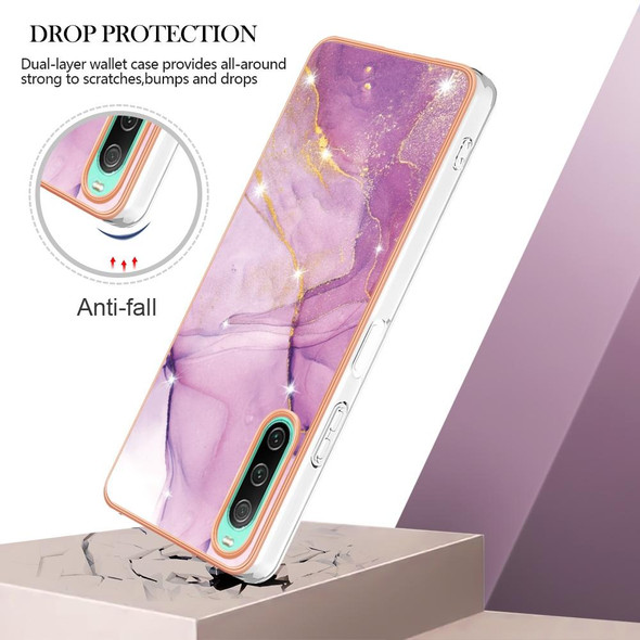 For Sony Xperia 10 IV Electroplating Marble Dual-side IMD Phone Case(Purple 001)