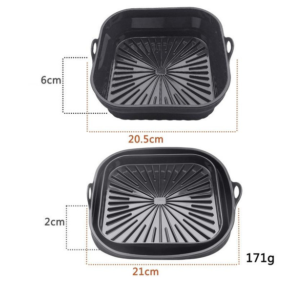 2pcs Air Fryer Grill Mat High Temperature Resistant Silicone Baking Tray, Specification: Rectangular Black