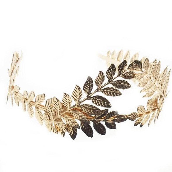 2pcs Metallic Leaves Branch Crown Hair Band Wedding Tiara Hair Accessories(Gold)