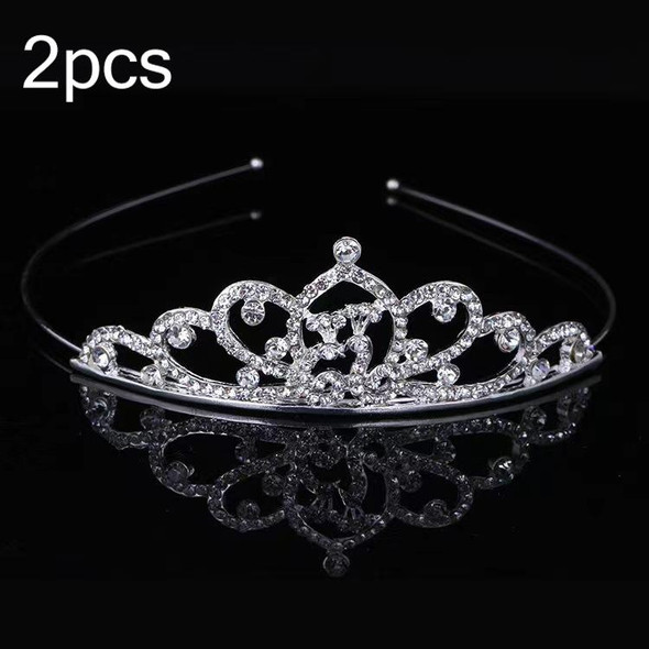 2pcs Little Girl Crown Hair Band Alloy Hair Ornaments Rhinestone Headdress(Model G)