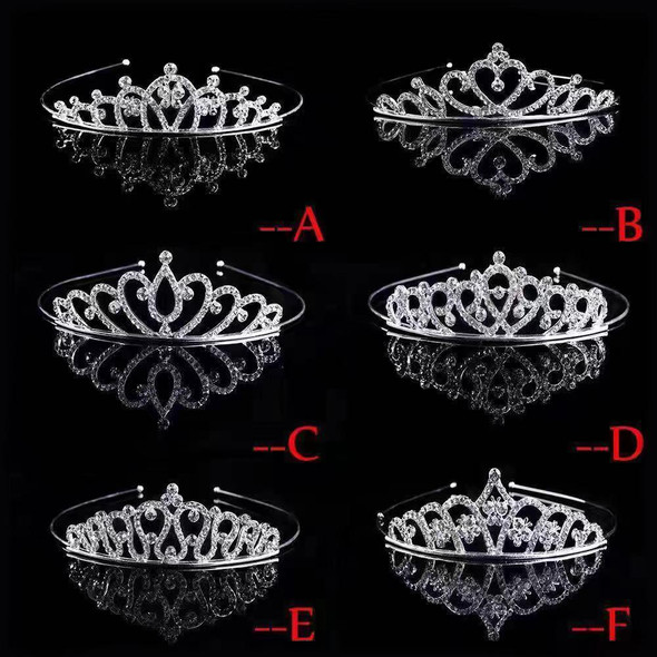 2pcs Little Girl Crown Hair Band Alloy Hair Ornaments Rhinestone Headdress(Model G)