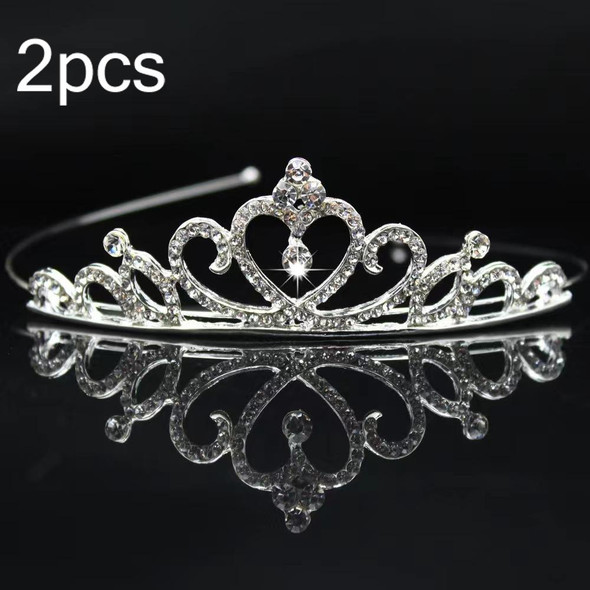 2pcs Little Girl Crown Hair Band Alloy Hair Ornaments Rhinestone Headdress(Model E)