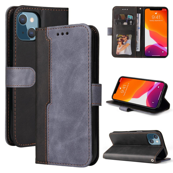 Business Stitching-Color Horizontal Flip PU Leatherette Case with Holder & Card Slots & Photo Frame - iPhone 13 mini(Grey)