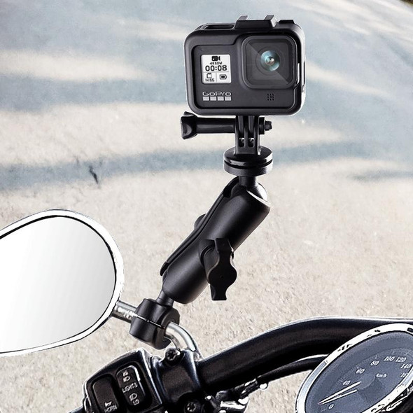 25mm Ball Head Motorcycle Rearview Mirror Fixed Mount Holder with 2 types of U-bolts for GoPro Hero11 Black / HERO10 Black /9 Black /8 Black /7 /6 /5 /5 Session /4 Session /4 /3+ /3 /2 /1, DJI Osmo Action and Other Action Cameras(Black)