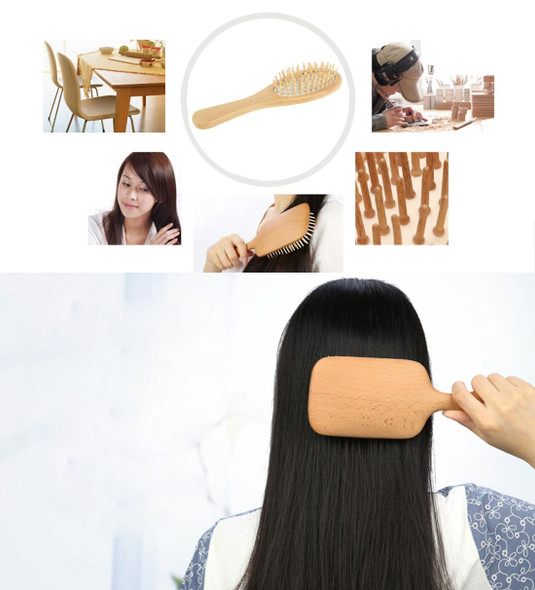 Natural Wooden Massage Hair Comb with Rubber Base & Wooden Brush, Size: Small(White)