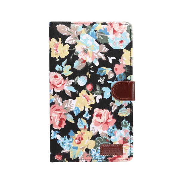 Dibase Flower Pattern Cloth Surface Horizontal Flip PC + PU Leatherette Case with Holder & Card Slots & Sleep / Wake-up Function For Galaxy Tab A 8.0 inch (2019) / T290 / T295(Black)