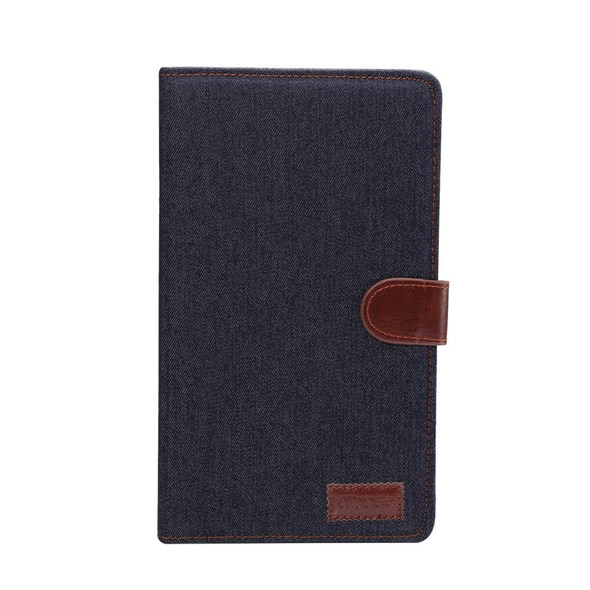 Dibase Denim Texture Horizontal Flip PC + PU Leatherette Case with Holder & Card Slots & Sleep / Wake-up Function For Galaxy Tab A 8.0 inch (2019) / T290 / T295(Black)