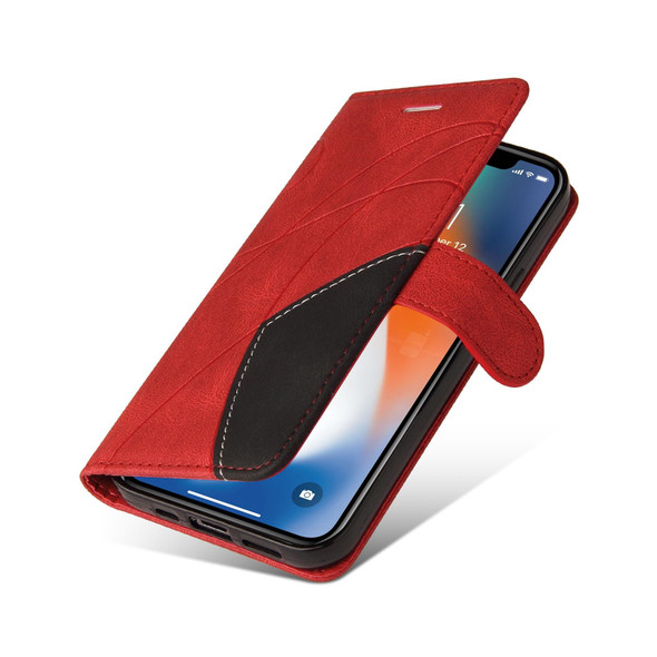 Dual-color Splicing Horizontal Flip PU Leatherette Case with Holder & Card Slots & Wallet - iPhone X / XS(Red)