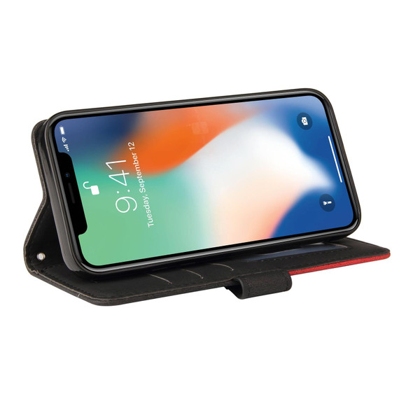 Dual-color Splicing Horizontal Flip PU Leatherette Case with Holder & Card Slots & Wallet - iPhone X / XS(Black)