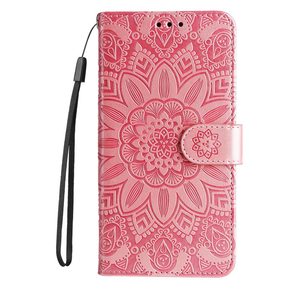 For Huawei nova Y61 Embossed Sunflower Leatherette Phone Case(Rose Gold)