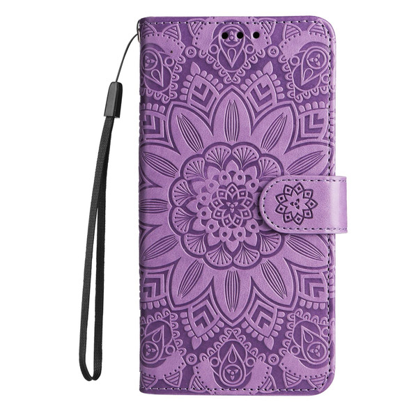 For Realme 10 Pro 5G Embossed Sunflower Leatherette Phone Case(Purple)