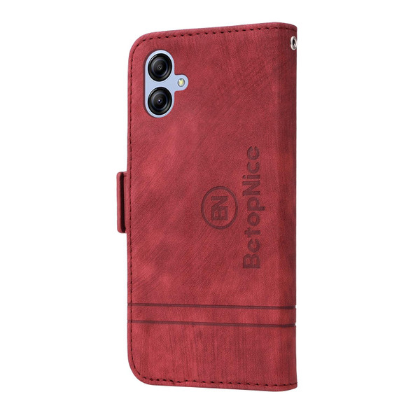 For Samsung Galaxy A04e BETOPNICE Dual-side Buckle Leatherette Phone Case(Red)