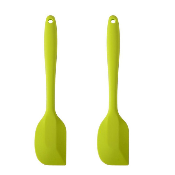 2pcs Large Integrated Silicone Scraper Chocolate Cream Mixing Knife(Green)