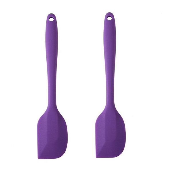 2pcs Large Integrated Silicone Scraper Chocolate Cream Mixing Knife(Purple)