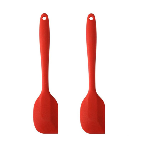 2pcs Large Integrated Silicone Scraper Chocolate Cream Mixing Knife(Red)