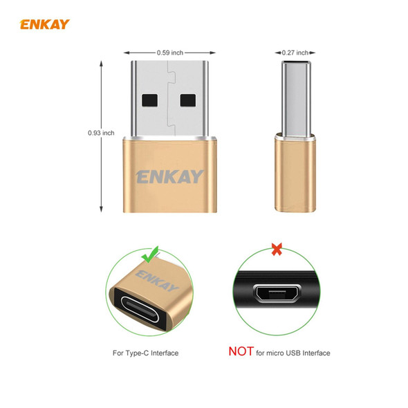 ENKAY ENK-AT105 USB Male to USB-C / Type-C Female Aluminium Alloy Adapter Converter, Support Quick Charging & Data Transmission(Red)