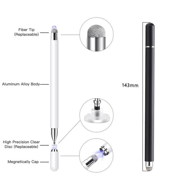 AT-30 2-in-1 Silicone Sucker + Conductive Cloth Head Handwriting Touch Screen Pen Mobile Phone Passive Capacitive Pen with 1 Pen Head(Black)