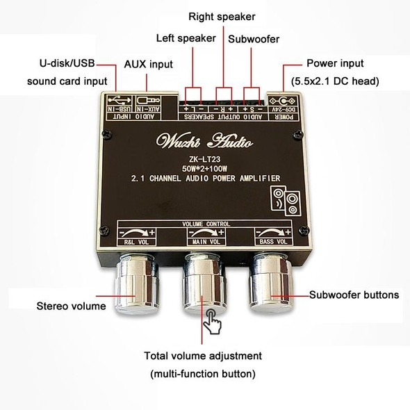 LT22 15W+30W 2.1 Channel TWS Bluetooth Audio Receiver Amplifier Module With Subwoofer