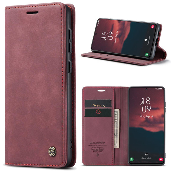 For Samsung Galaxy S23 5G CaseMe 013 Multifunctional Horizontal Flip Leatherette Phone Case(Wine Red)