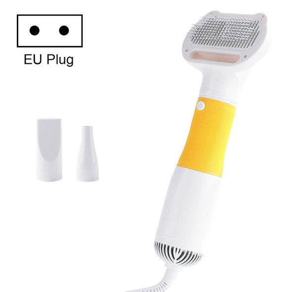 3 in 1 600W Pet Electric High Wind Hair Removal Blowing Combs, Specification: EU Plug 220V(Yellow)