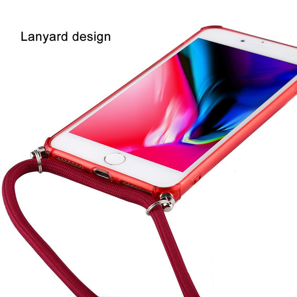 iPhone 8 Plus / 7 Plus Transparent TPU Protective Case with Lanyard & Card Slot(Black)