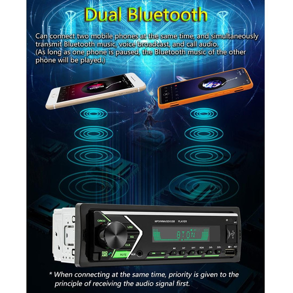 SWM505 Car Radio Receiver MP3 Player with Remote Control, Support FM & Bluetooth & USB & AUX & TF Card