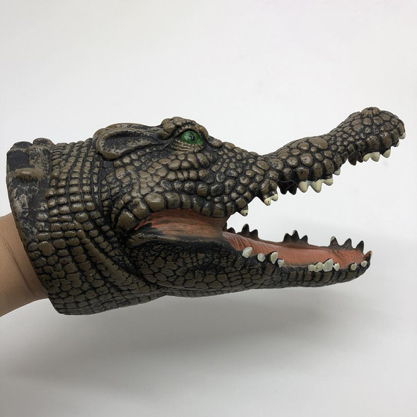 Soft Rubber Hand Puppet Simulation Animal Dinosaur Model Children Funny Toys, Style:Crocodile