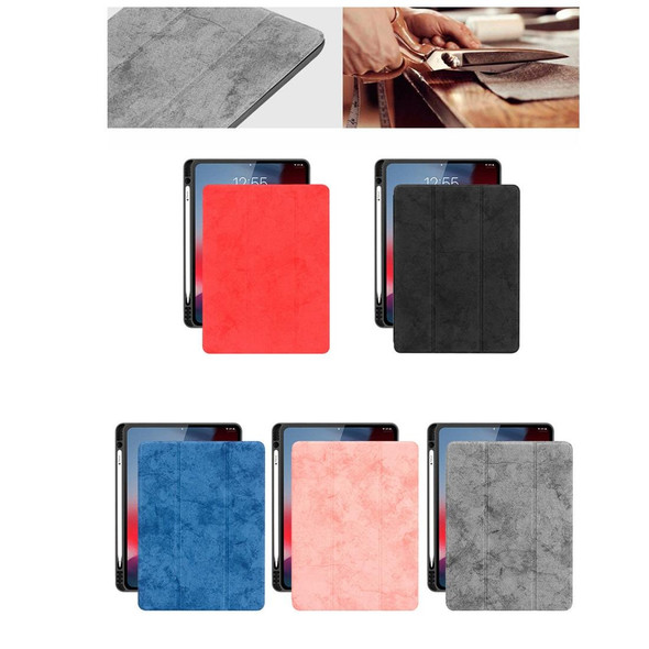 Horizontal Flip Leather Case with Pen Slot  Three-folding Holder & Wake-up / Sleep Function for iPad Pro 12.9 (2018)(Red)