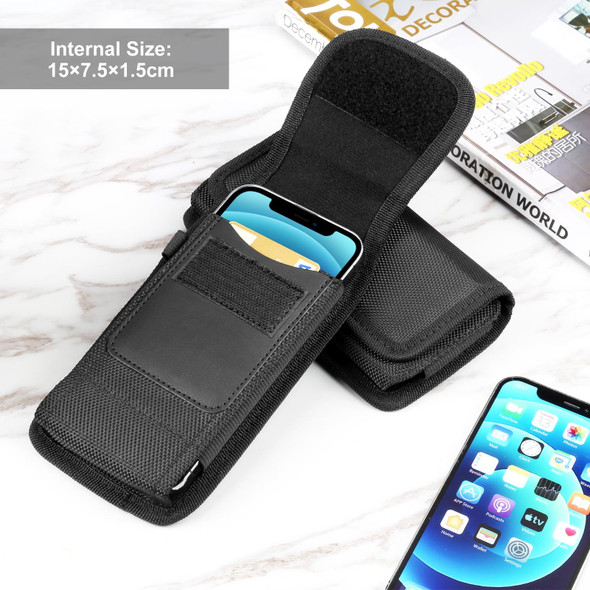 HAWEEL 4.7-6.1 inch Nylon Cloth Phone Belt Clip Carrying Pouch with Card Slot (Black)