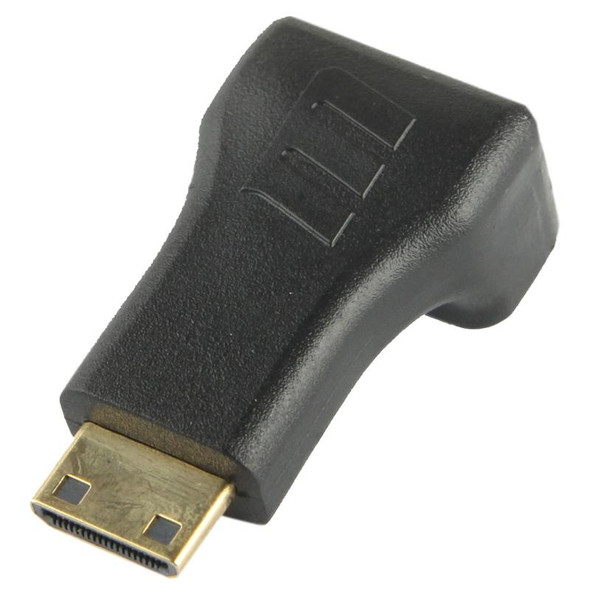 Gold Plated Mini HDMI Male to HDMI 19 Pin Female Adaptor with 90 Degree Angle(Black)