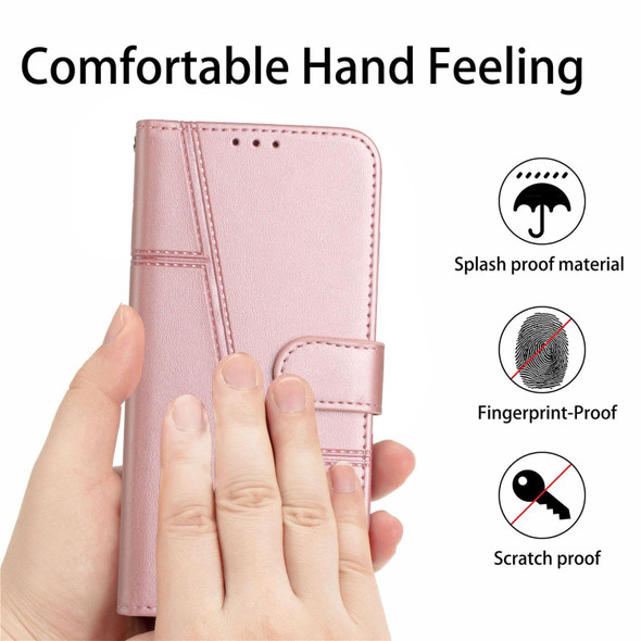 For Sony Xperia 1 IV Stitching Calf Texture Buckle Leatherette Phone Case(Rose Gold)