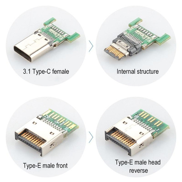 USB 3.1 Type-E to USB-C / Type-C Back Baffle Cable
