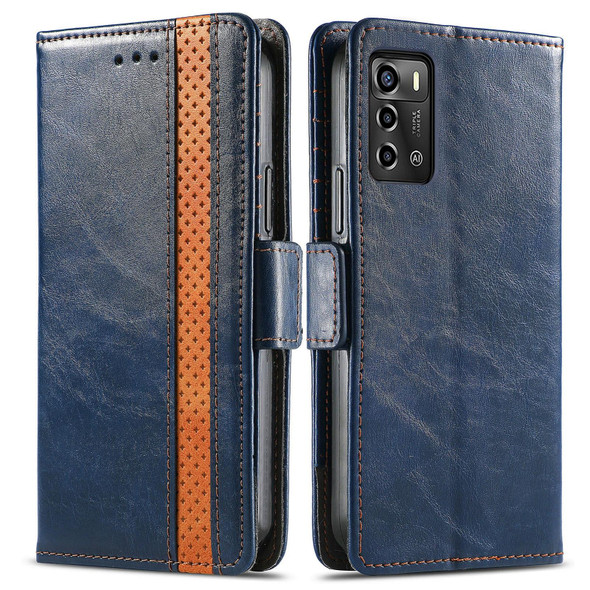 For ZTE Blade A72 4G CaseNeo Splicing Dual Magnetic Buckle Leather Phone Case(Blue)