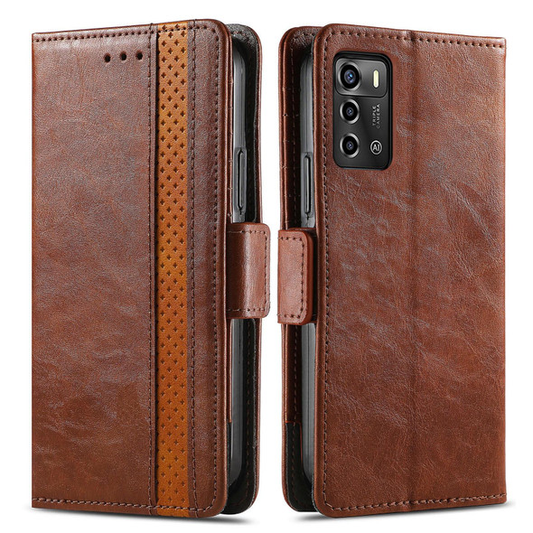 For ZTE Blade A72 4G CaseNeo Splicing Dual Magnetic Buckle Leather Phone Case(Brown)