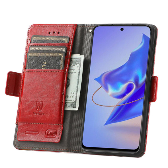 For ZTE Blade V40 Pro CaseNeo Splicing Dual Magnetic Buckle Leather Phone Case(Red)