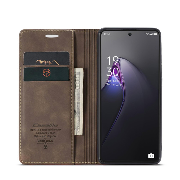 For OPPO Reno8 Pro 5G Global CaseMe 013 Multifunctional Horizontal Flip Leatherette Phone Case(Coffee)