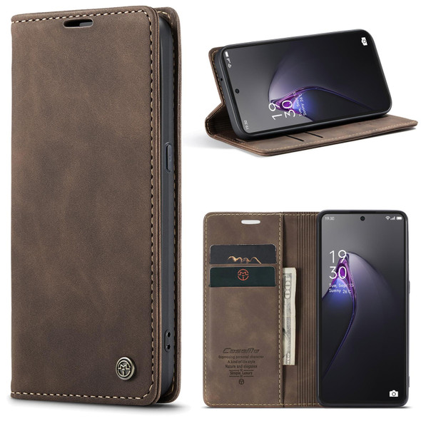 For OPPO Reno8 Pro 5G Global CaseMe 013 Multifunctional Horizontal Flip Leatherette Phone Case(Coffee)