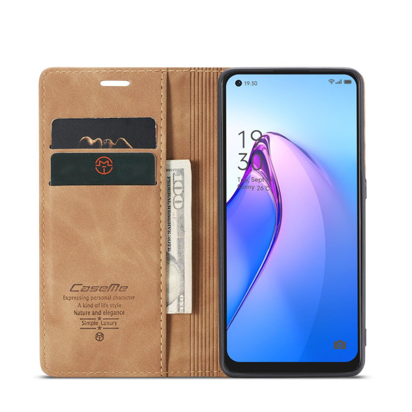 For OPPO Reno8 5G Global CaseMe 013 Multifunctional Horizontal Flip Leatherette Phone Case(Brown)